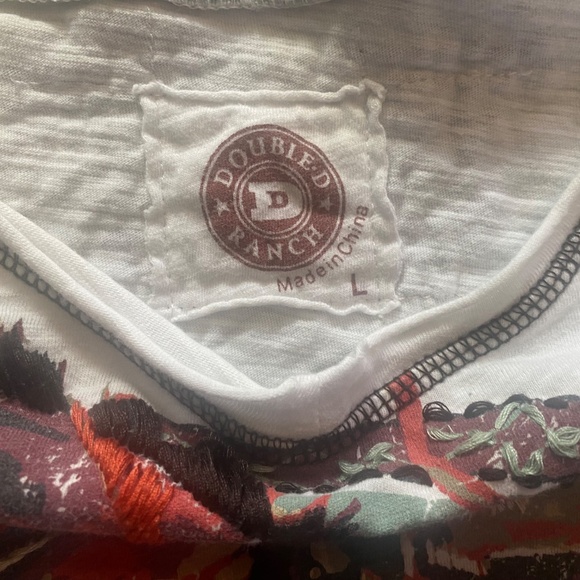 Double D Ranch Embroidered Long Sleeve Cowboy T-Shirt Size L Wild Horses - Picture 4 of 8